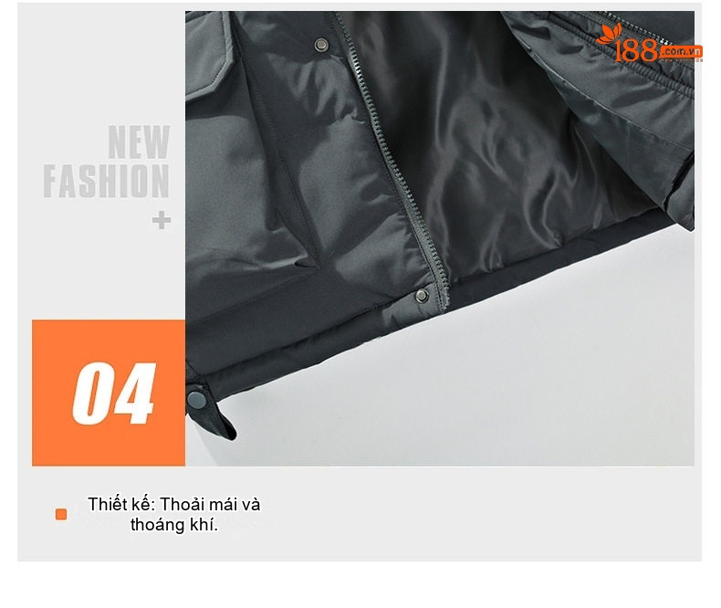 Áo Gilet Phao Nam Nữ Mùa Đông Dáng Rộng Cổ Trụ Túi Hộp Màu Đen, Trắng, Xám chi tiết 10