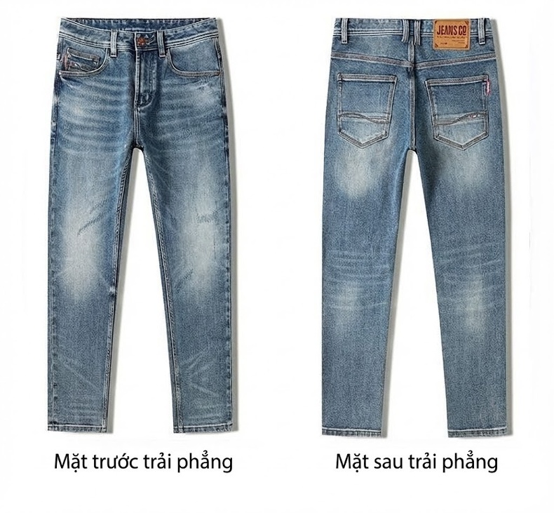 Quần Jeans Nam Ống Đứng Cao Cấp Dáng Ôm Vừa Vặn Màu Xanh Denim chi tiết 43