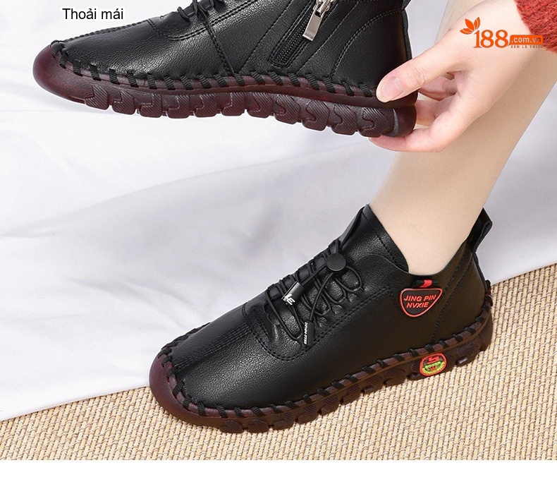 Giày Búp Bê Mềm Nữ Đế Bằng Chiều Cao Đế Khoảng 2cm Màu Đỏ, Đen, Nâu, Trắng Kem... chi tiết 2