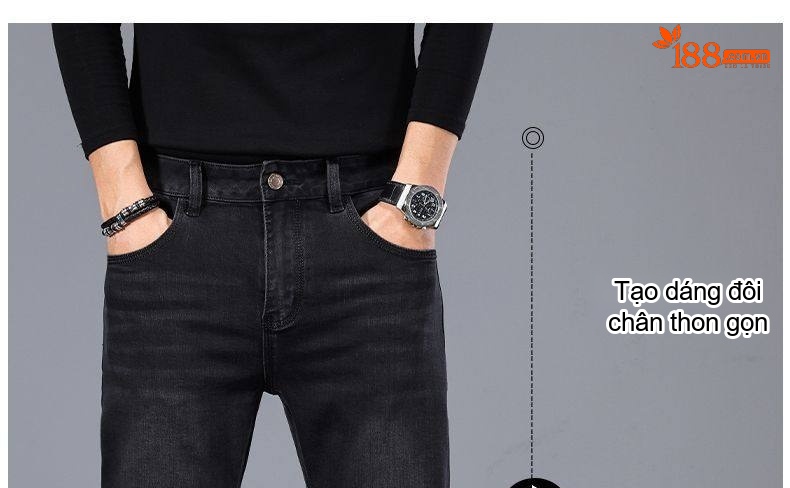 Quần Jeans Nam Ống Đứng Cao Cấp Dáng Ôm Vừa Vặn Màu Xanh Denim chi tiết 33