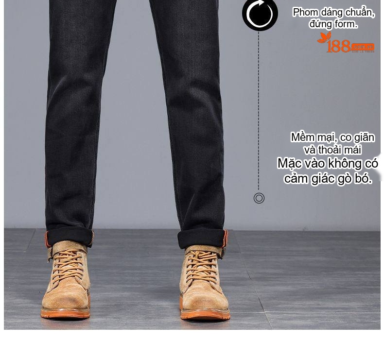 Quần Jeans Nam Ống Đứng Cao Cấp Dáng Ôm Vừa Vặn Màu Xanh Denim chi tiết 34