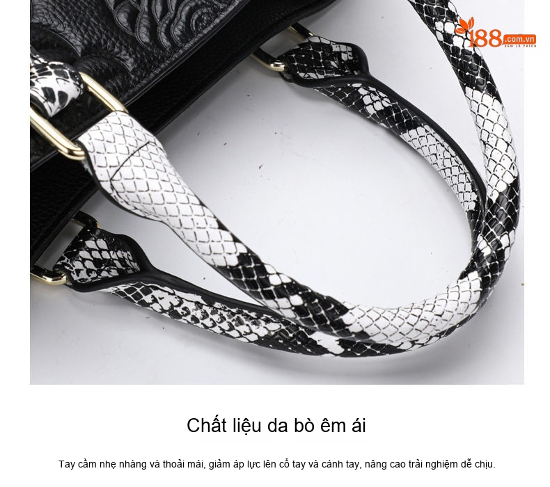Túi Xách Tay Nữ Da Bò Dung Tích Lớn Phong Cách Thời Trang Màu Đen chi tiết 14