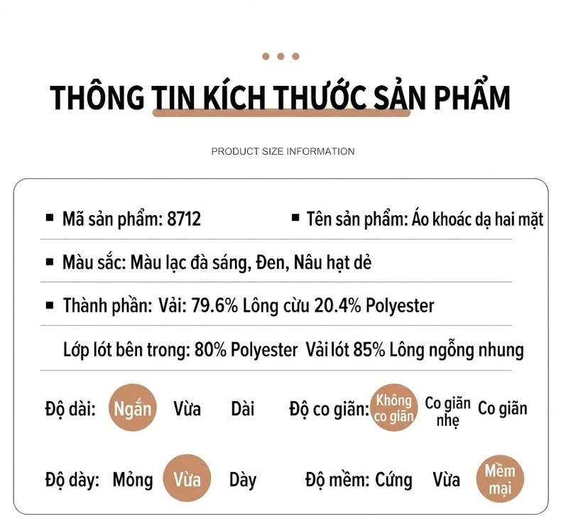 Áo Khoác Nam Lót Lông Vũ Dáng Cổ Bẻ Chất Liệu Dệt Hai Mặt Màu Nâu, Đen chi tiết 19