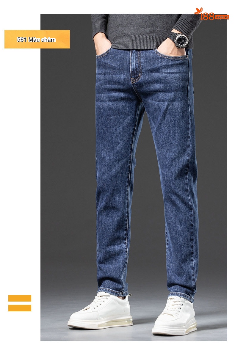 Quần Jean Nam Ống Đứng Co Giãn Thoải Mái Màu Xanh Denim chi tiết 17