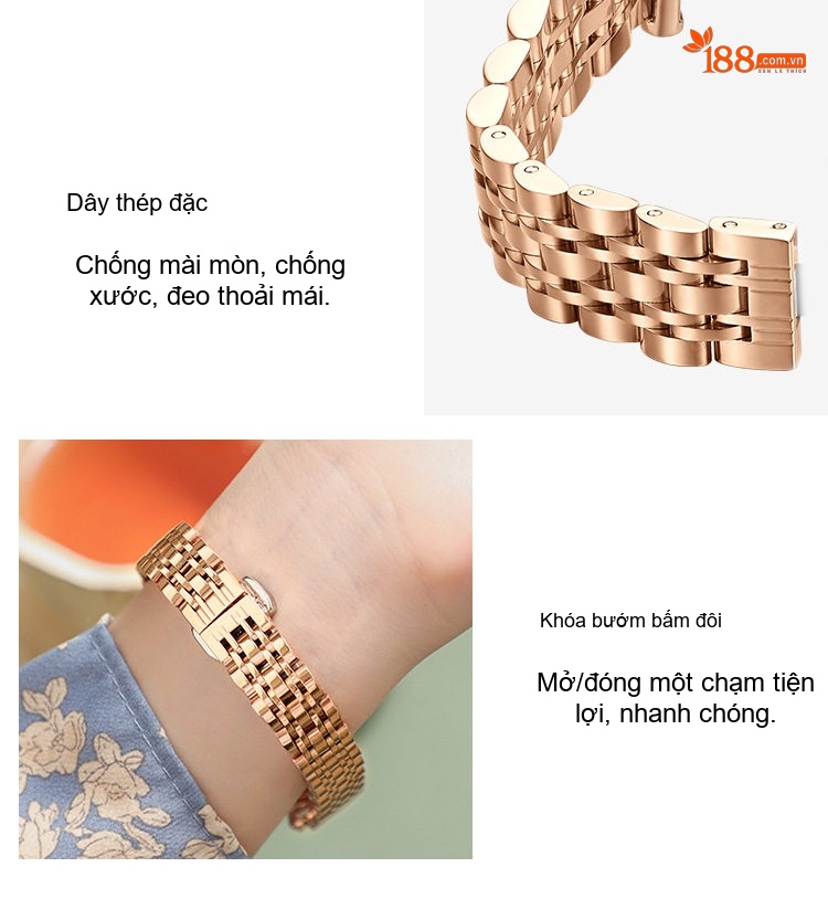 Đồng Hồ Nữ Longbo Kim Loại Hai Kim Rưỡi Chống Nước Phong Cách Tối Giản Màu Xanh Dương, Xanh Lá, Vàng, Tím... chi tiết 11