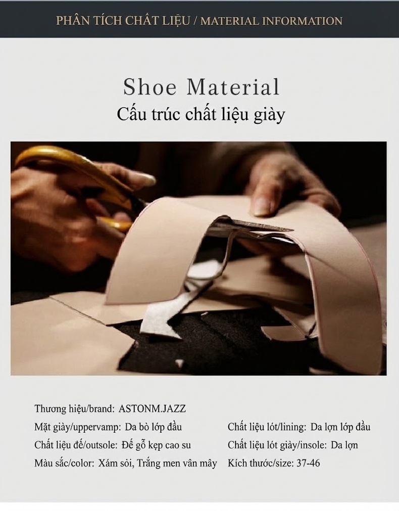 Boot Nam Da Bò Khóa Cài Chiều Cao Đế Khoảng 3cm Màu Kem, Xám chi tiết 3