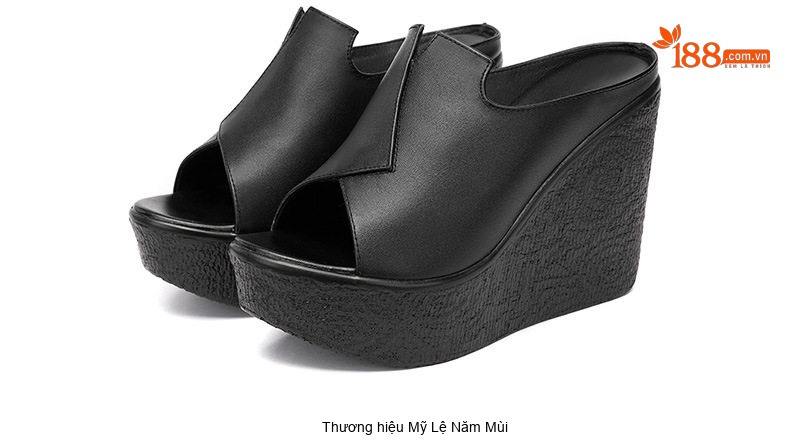 Dép Quai Ngang Nữ Đế Xuồng Da Bóng Chiều Cao Đế 11cm Màu Đen, Trắng, Đỏ chi tiết 15