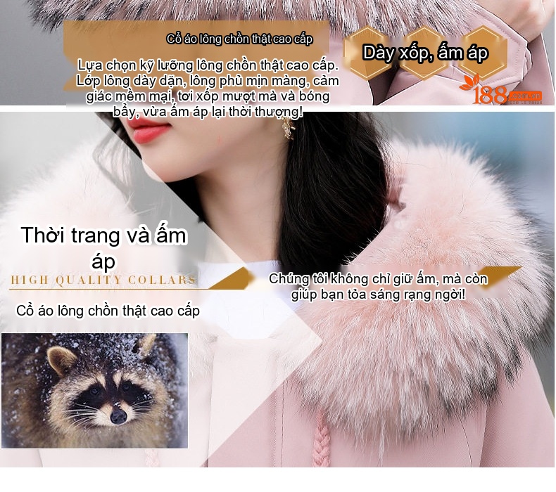 Áo Phao Lông Vũ Nữ Dáng Ngắn Khóa Kéo Mũ Trùm Đầu Thời Trang Màu Xanh, Hồng, Xám chi tiết 4