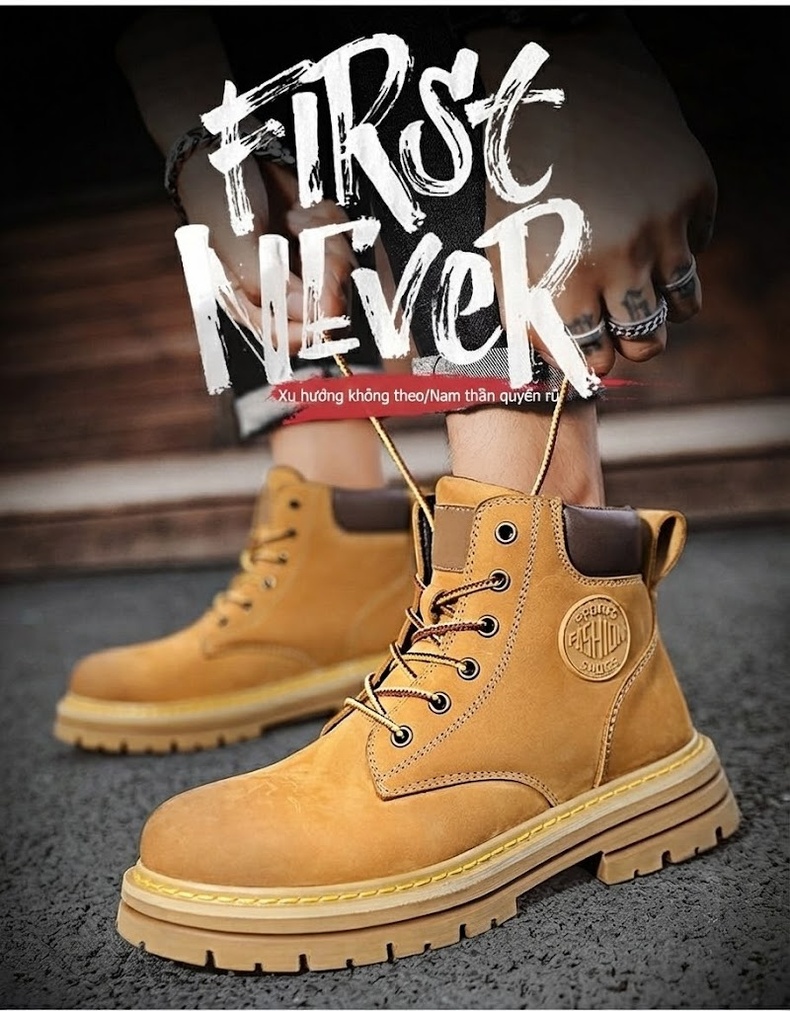 Giày Boot Martin Nam Da Mờ Cao Cổ Tăng Chiều Cao Đế Khoảng 4cm chi tiết 7