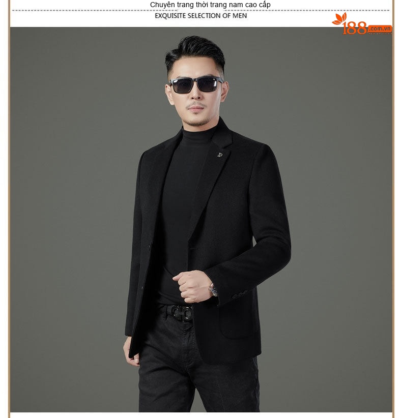 Áo Khoác Blazer Nam Hai Mặt Lông Cừu Áo Phao Lót Lông Vũ Có Thể Tháo Rời Màu Đen, Nâu, Xám chi tiết 30