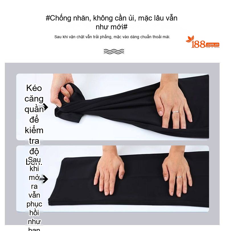 Quần Tây Nam Ống Đứng Lụa Tằm Cao Cấp Co Giãn Màu Đen, Xanh Navy chi tiết 14
