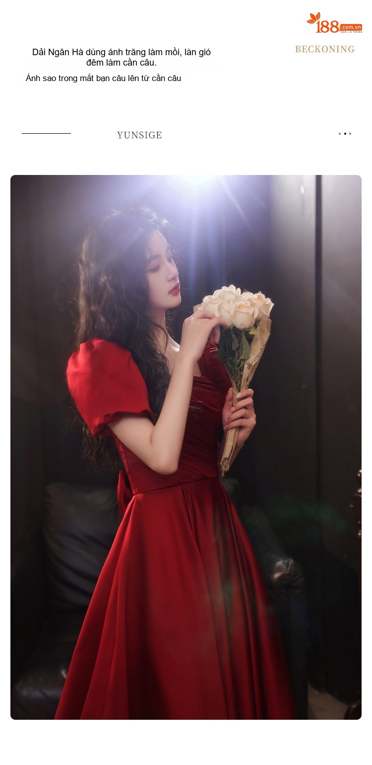 Váy Dạ Hội Nữ Tay Bồng Cổ chữ Vuông Dáng Dài Phù Hợp Đám Hỏi, Ăn Tiệc Màu Đỏ chi tiết 13