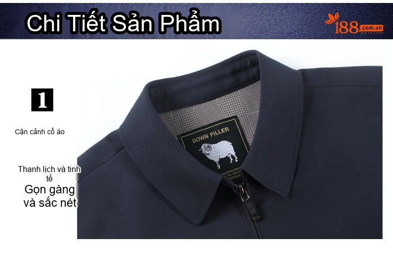 Áo Khoác Nam Lông Cừu Mỏng Dáng Suông Cổ Bẻ Màu Xanh Navy chi tiết 9