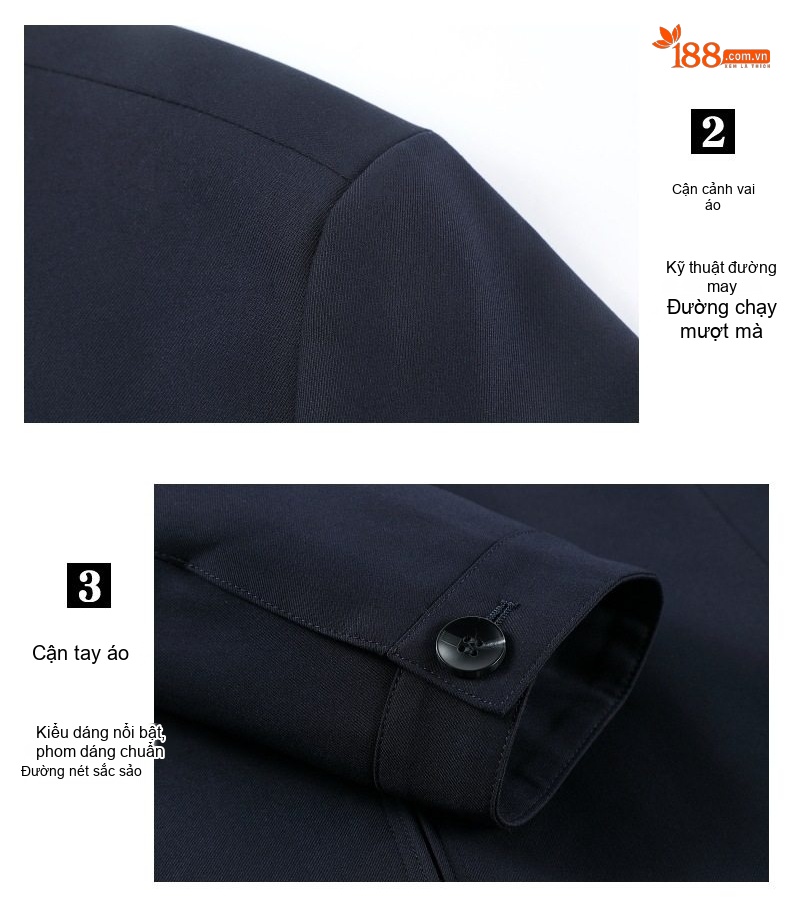 Áo Khoác Nam Lông Cừu Mỏng Dáng Suông Cổ Bẻ Màu Xanh Navy chi tiết 10