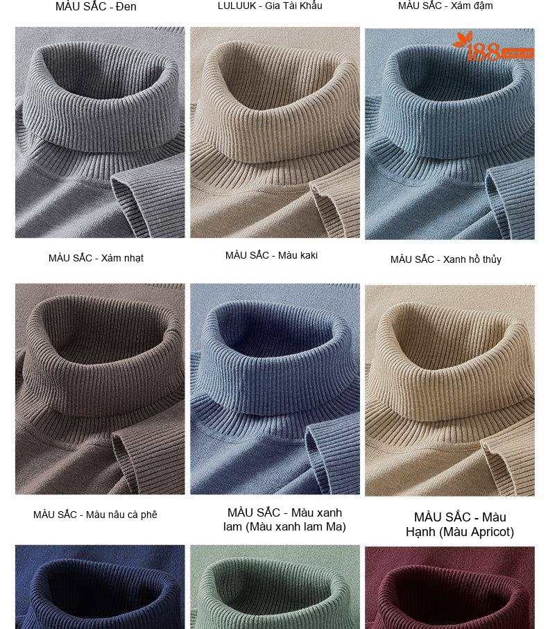 Áo Len Cổ Lọ Nam Dệt Kim Giữ Ấm Dày Dặn Màu Xanh Lam, Xanh Navy, Đỏ Rượu Vang, Kem... chi tiết 12