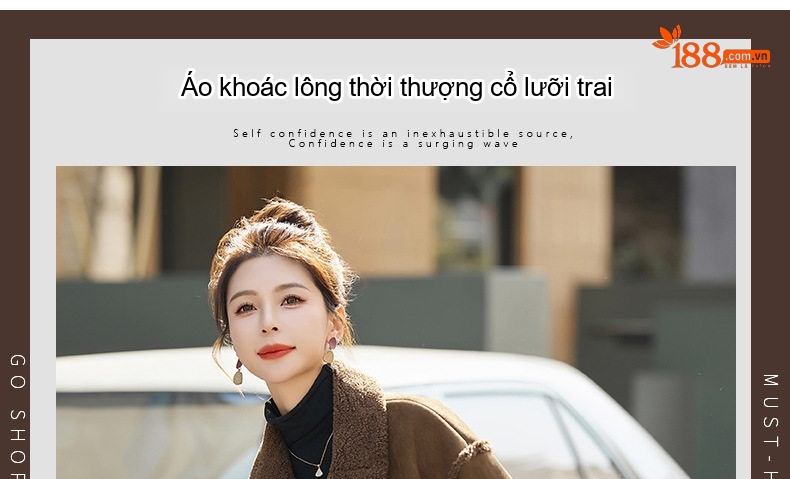 Áo Khoác Lông Cừu Non Lót Nhung Dáng Ngắn Màu Nâu chi tiết 4