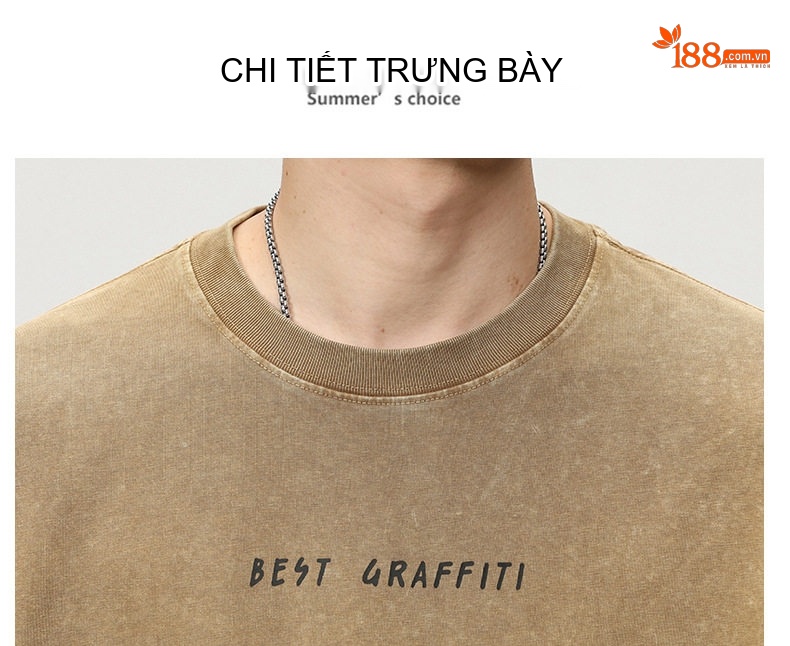 Áo Thun Tay Dài Nam Cotton Form Rộng Cổ Tròn Phong Cách Retro Màu Nâu, Xám chi tiết 15