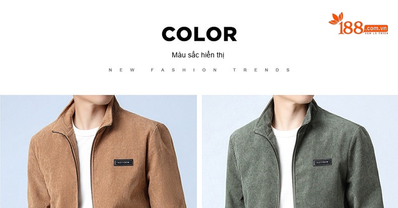 Áo Khoác Bomber Nam Vải Nhung Gân Dáng Rộng Cổ Trụ Lót Lông Màu Đen, Nâu, Xám chi tiết 8
