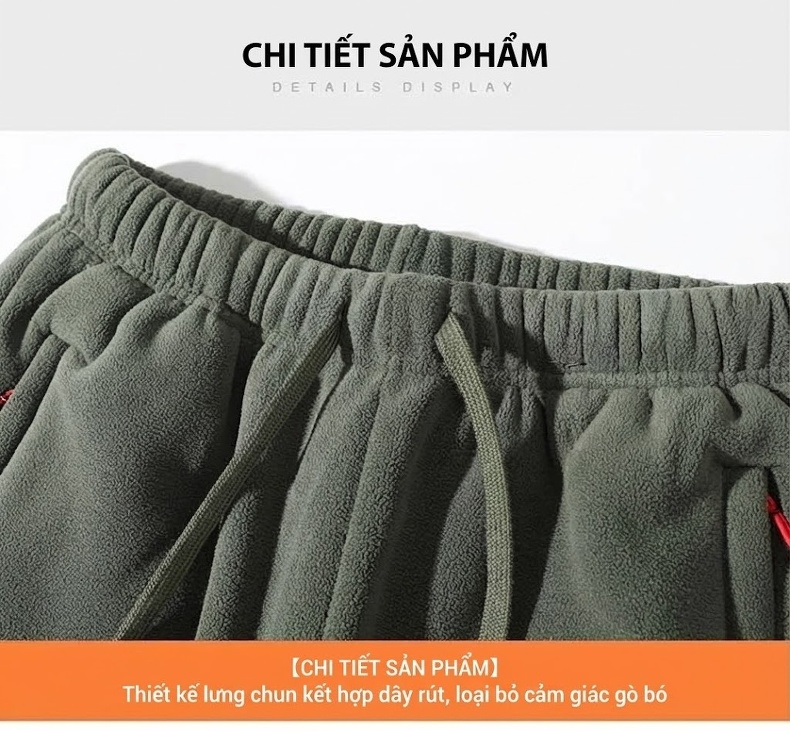 Quần Dài Nam Lông Cừu Non Dày Dặn Giữ Ấm Dáng Rộng Màu Đen, Xanh Navy, Xám, Xanh Olive... chi tiết 19