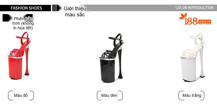 Giày Sandal Cao Gót Nữ Quai Mảnh Da Bóng Gót Cao 26cm Màu Đen, Đỏ, Trắng chi tiết 3