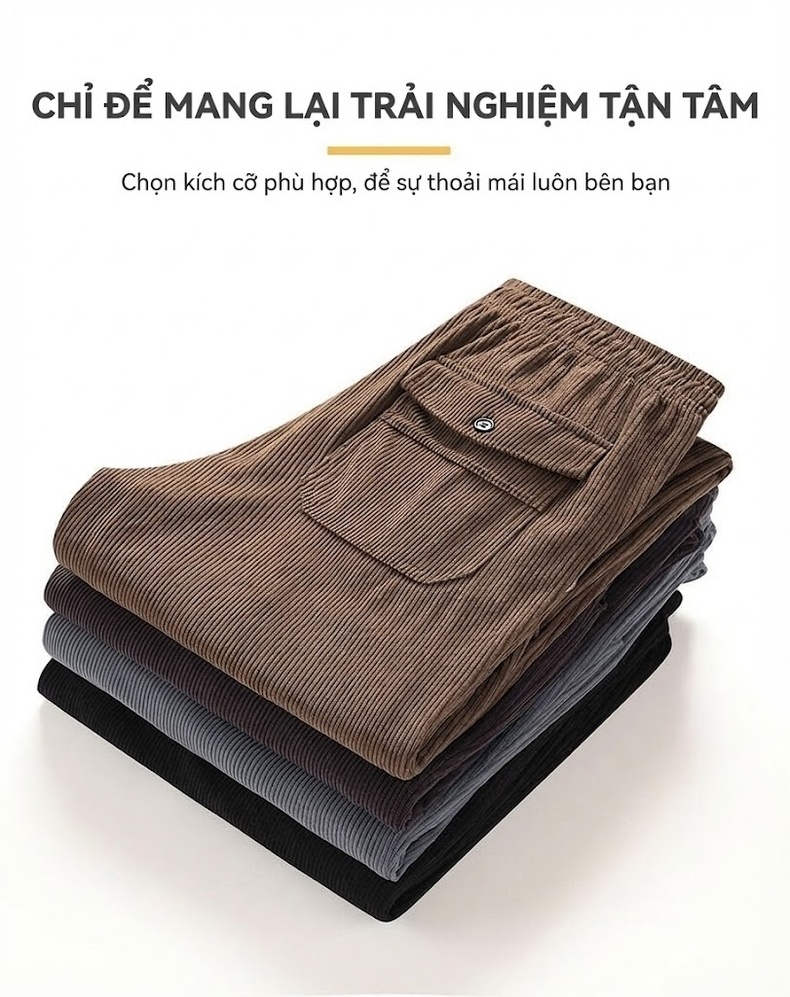 Quần Dài Nam Ống Suông Retro Phong Cách Công Sở Lưng Thun Thoải Mái Màu Đen, Nâu, Xám, Xanh... chi tiết 10