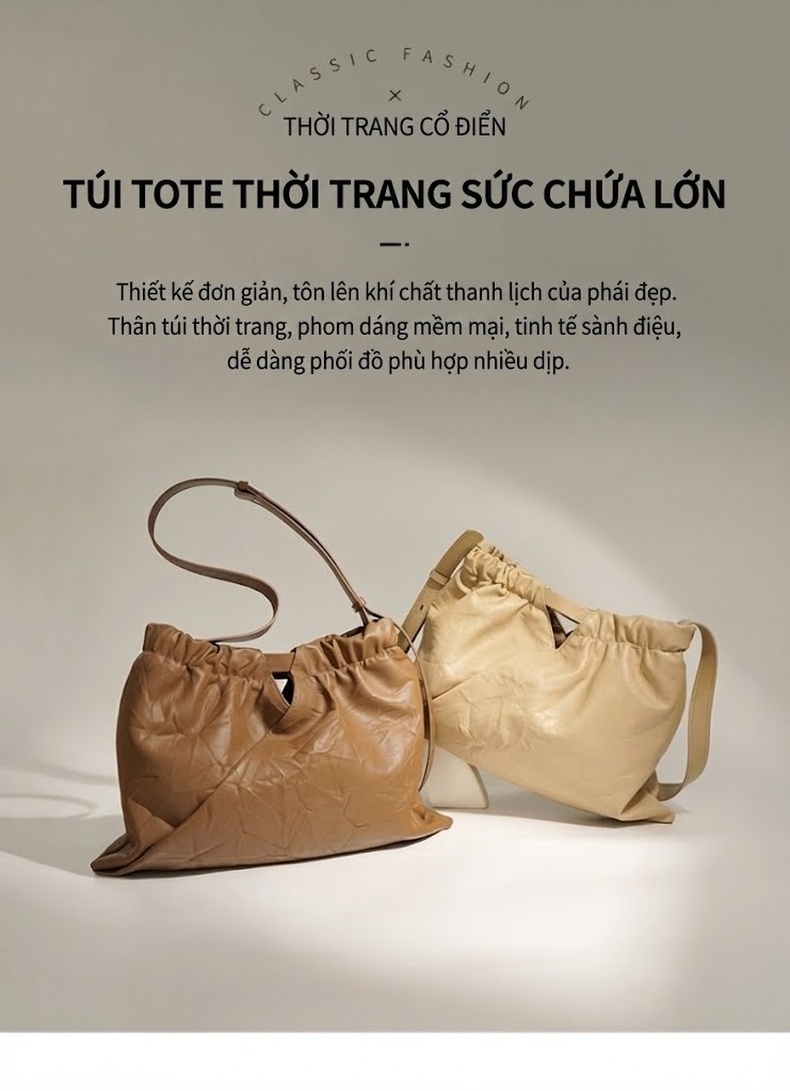 Túi Đeo Vai/Đeo Chéo Nữ Da Thật Phong Cách Vintage Tối Giản Màu Nâu chi tiết 1