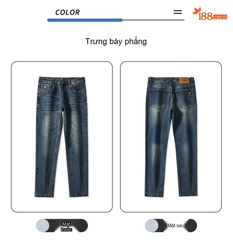 Quần Jean Nam Ống Đứng Co Giãn Phối Màu Xám Xi Măng chi tiết 12