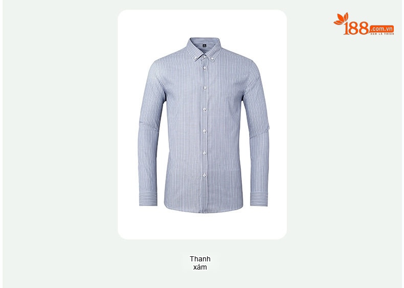 Áo Sơ Mi Dài Tay Nam Cotton Kẻ Sọc Kiểu Dáng Ôm Vừa Màu Xanh, Hồng, Xám chi tiết 8