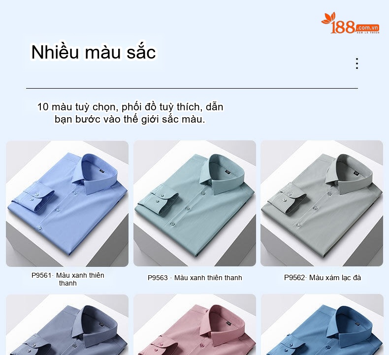 Áo Sơ Mi Dài Tay Nam Ôm Dáng Lụa Tằm Xuân Công Sở Màu Trắng, Xanh Dương, Xám, Đen... chi tiết 10