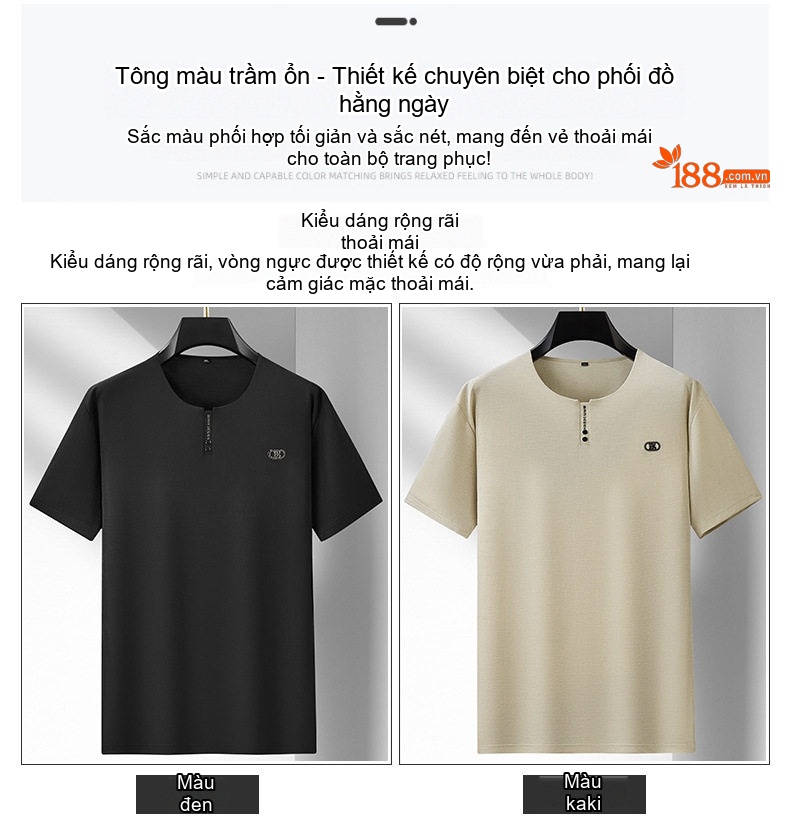 Áo Polo Nam Tay Ngắn Cổ Tròn Họa Tiết Kẻ Sọc Phong Cách Trung Quốc Màu Đen, Trắng, Be chi tiết 10