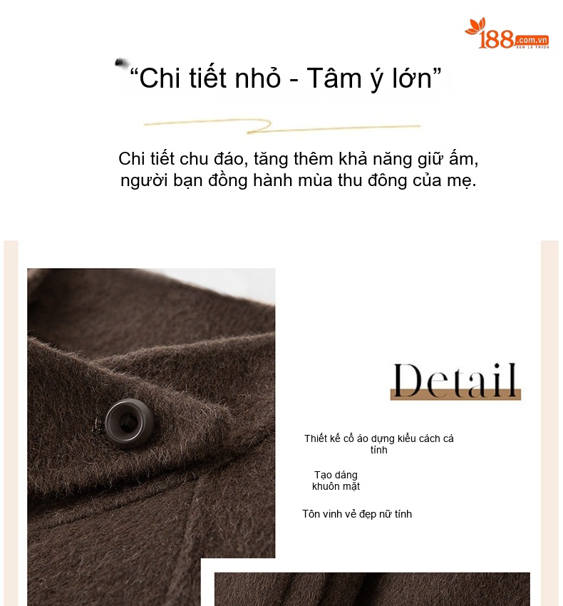 Áo Khoác Dạ Nữ Ngắn Tay Lỡ Dáng Suông Phong Cách Hàn Quốc Màu Be, Xám, Nâu, Đen chi tiết 12
