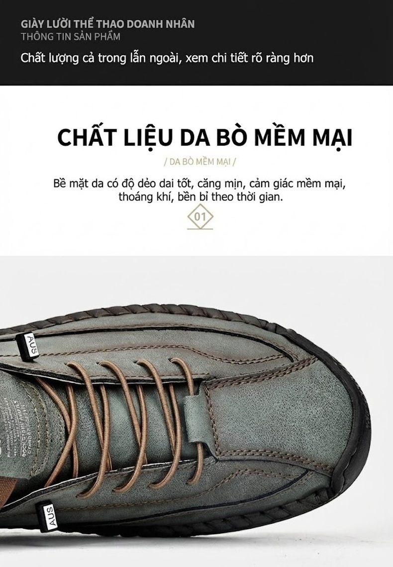 Giày Martin Nam Cổ Cao Phong Cách Outdoor Chiều Cao Đế Khoảng 3cm Màu Đen, Nâu, Xanh chi tiết 10