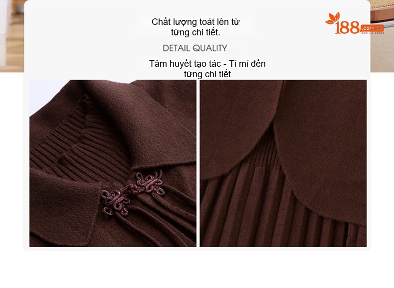 Váy Dệt Kim Dáng Ôm Thiết Kế Tay Dài Kèm Áo Khoác Gilê Bộ Hai Chiếc Màu Nâu, Be, Đỏ Rượu chi tiết 8