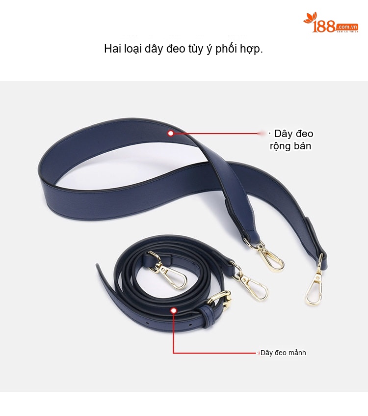 Túi Xách Tay Nữ Da Thật Phong Cách Sang Trọng Cho Mẹ Bỉm Sữa Màu Xanh Navy chi tiết 7