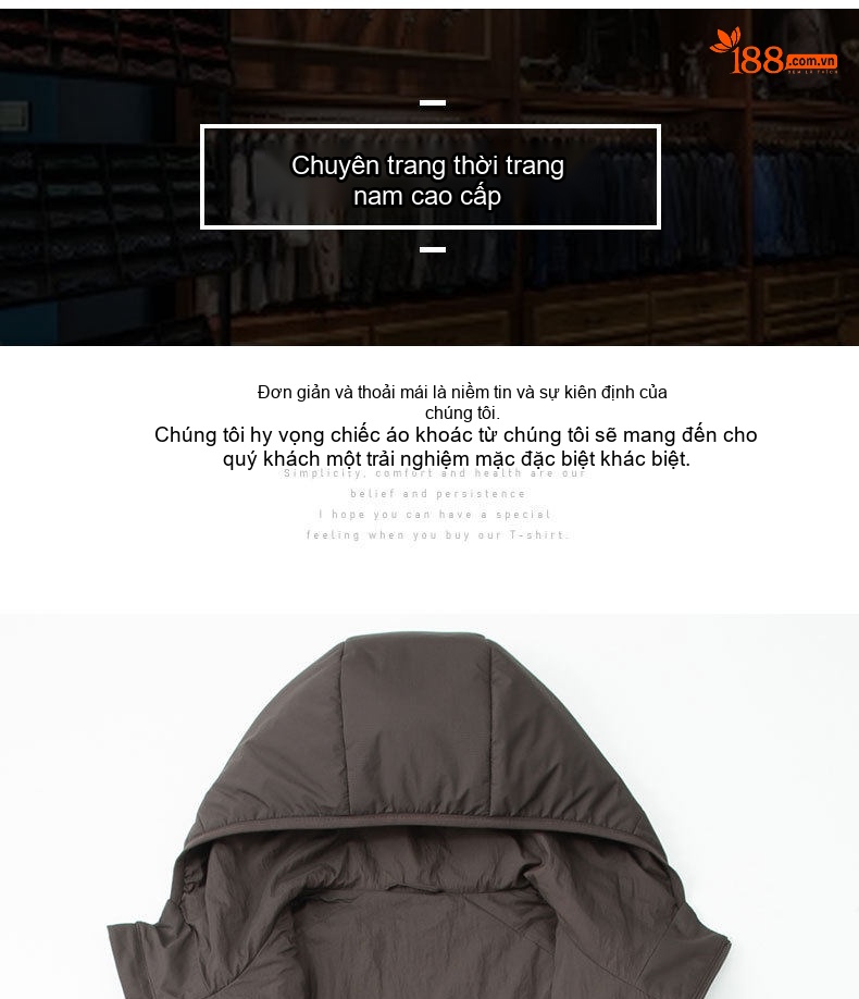Áo Khoác Nam Cotton Pha PI Có Mũ Trùm Đầu Chống Gió Giữ Ấm Màu Đen, Nâu chi tiết 4