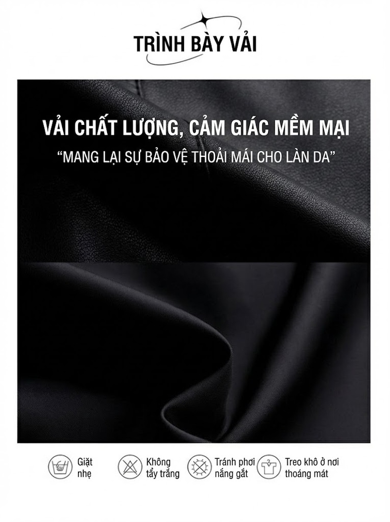 Áo Khoác Da Nữ Cổ Trụ Kiểu Mỹ Retro Dáng Ngắn Rộng Màu Đen, Nâu chi tiết 18