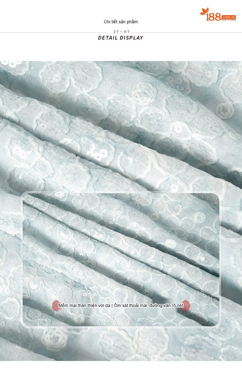 Váy Lễ Phục Nữ Tay Bồng Dáng Dài Xòe Eo Màu Xanh chi tiết 4