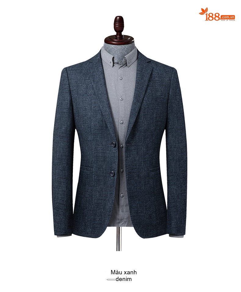 Áo Vest/Blazer Nam Co Giãn Phong Cách Hàn Quốc Màu Xanh Navy chi tiết 35