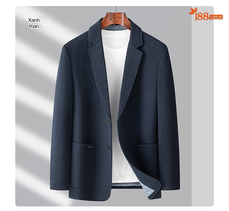 Áo Khoác Blazer Nam Vải Dệt Kim Phong Cách Business Casual Màu Nâu, Xám, Đen chi tiết 13