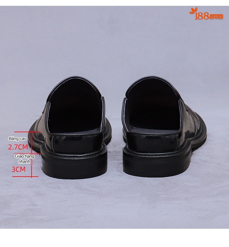 Giày Mọi Nam Da Bò Hở Gót Chiều Cao Đế Khoảng 3cm Màu Đen, Nâu chi tiết 17