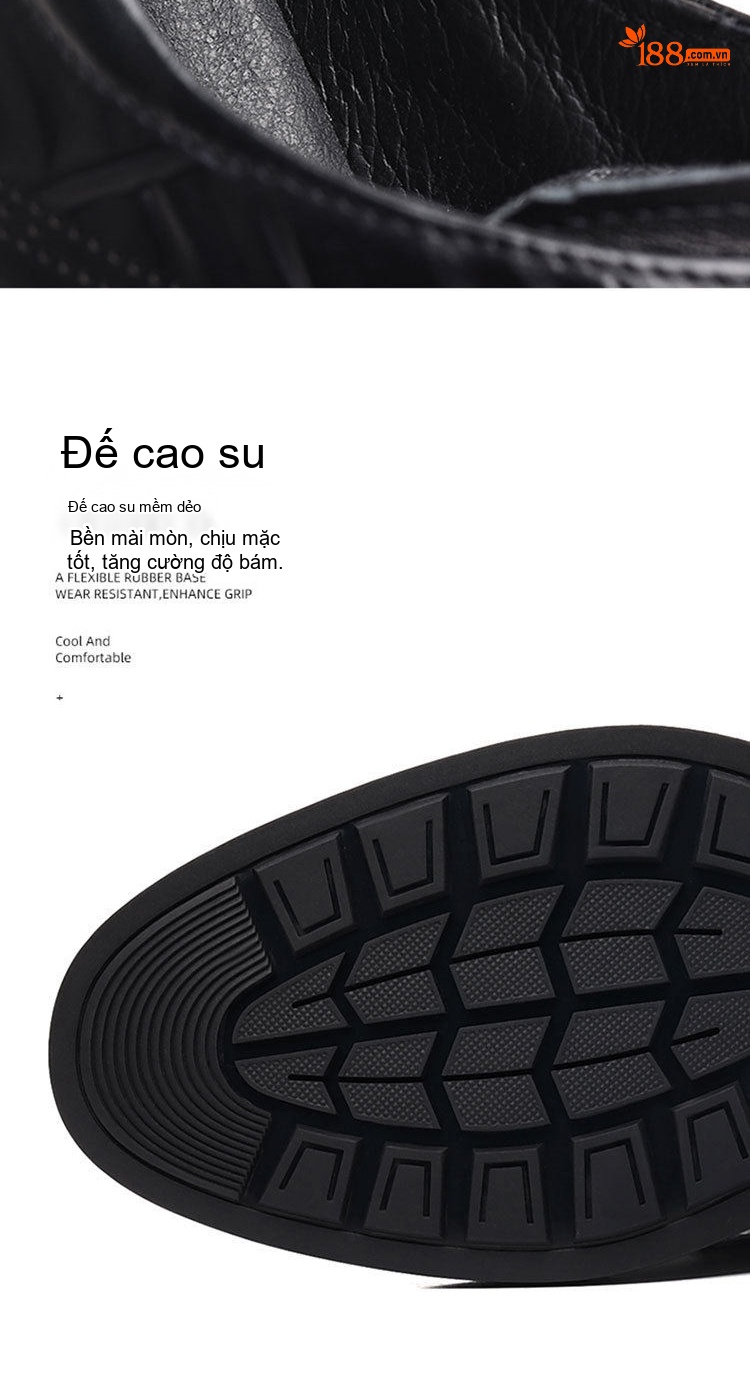 Giày Tây Buộc Dây Nam Da Bò Cao Cấp Chiều Cao Đế Khoảng 3cm Màu Đen chi tiết 12