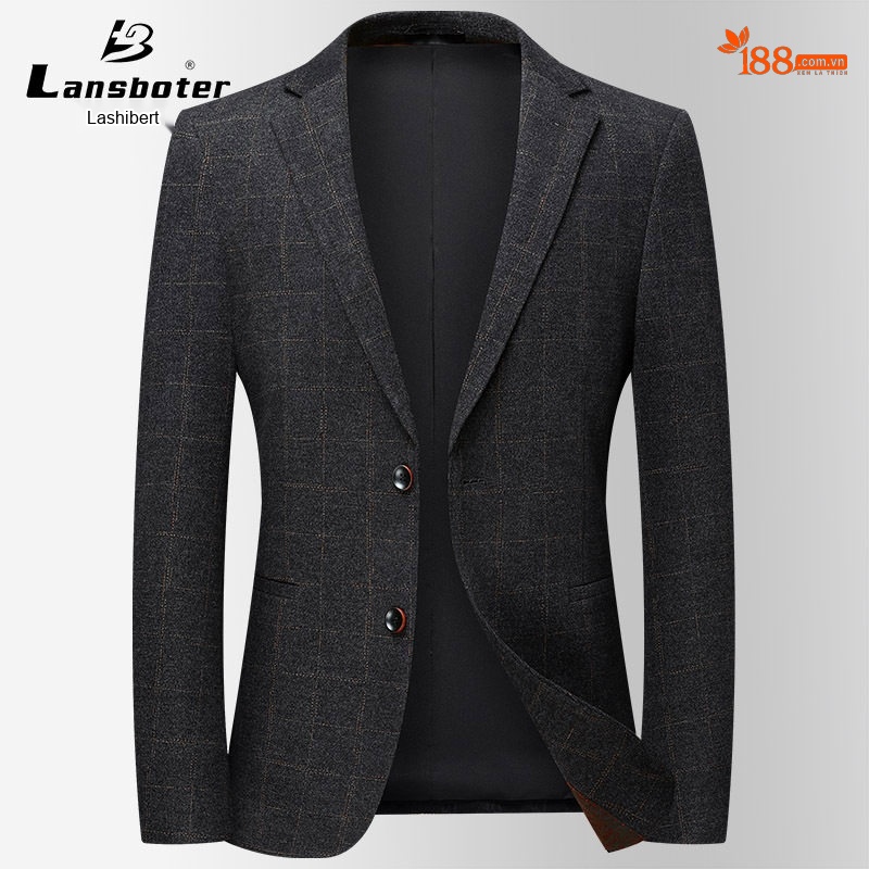Áo Vest/Blazer Nam Kẻ Caro Co Giãn Vải Nylon Phong Cách Hàn Quốc Màu Xám, Xanh Đen