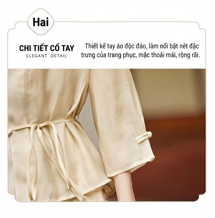 Set Áo Khoác Lửng Quần Áo Nữ In Hoa Phong Cách Trung Hoa Thanh Lịch Màu Be, Xanh chi tiết 4