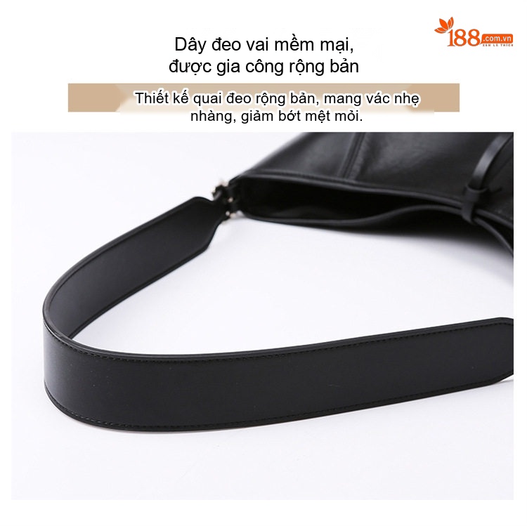 Túi Tote Đeo Vai Nữ Da Bóng Lớn, Đựng Vừa A4, Phong Cách Đơn Giản Màu Đen chi tiết 8