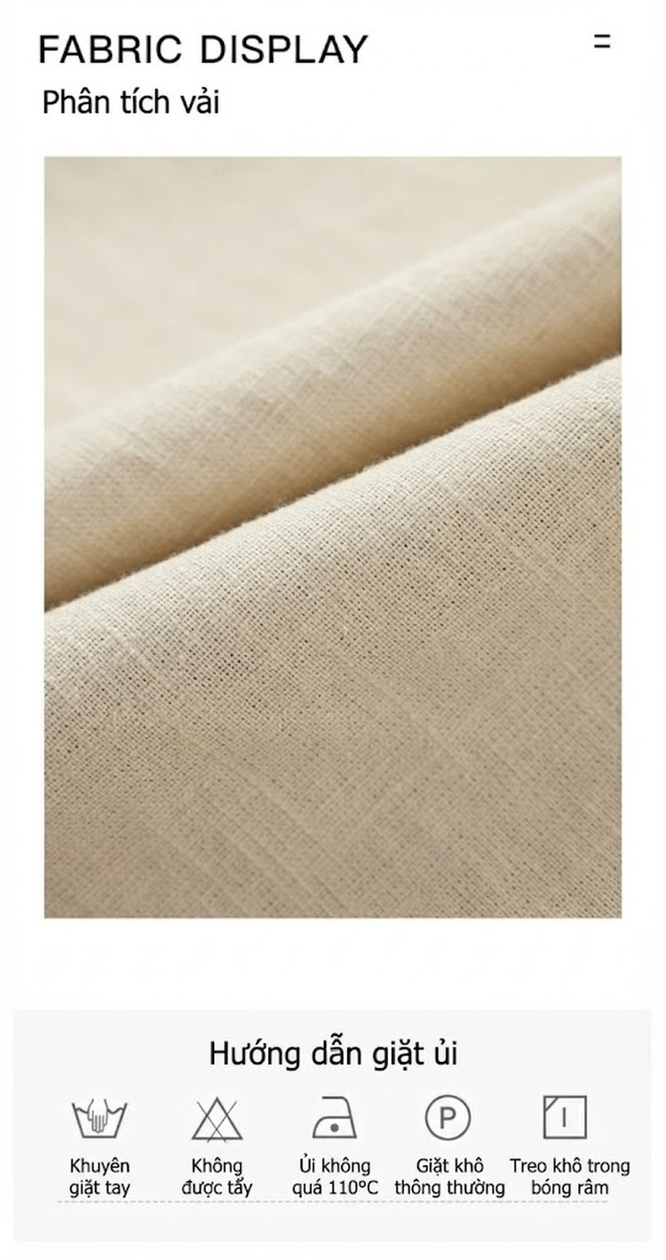 Bộ Quần Áo Nữ Cotton Linen Ống Rộng Áo Không Tay Phong Cách Thanh Lịch Màu Be, Xanh Navy chi tiết 11