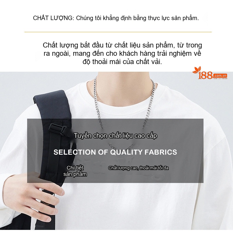 Áo Thun Tay Dài Nam Cotton Dày Dặn Cổ Tròn In Chữ Form Rộng Màu Trắng, Đen, Xám, Nâu chi tiết 2