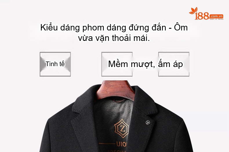 Áo Khoác Dạ Nam Hai Mặt Lót Lông Vũ Có Thể Tháo Rời Màu Đen, Nâu chi tiết 10
