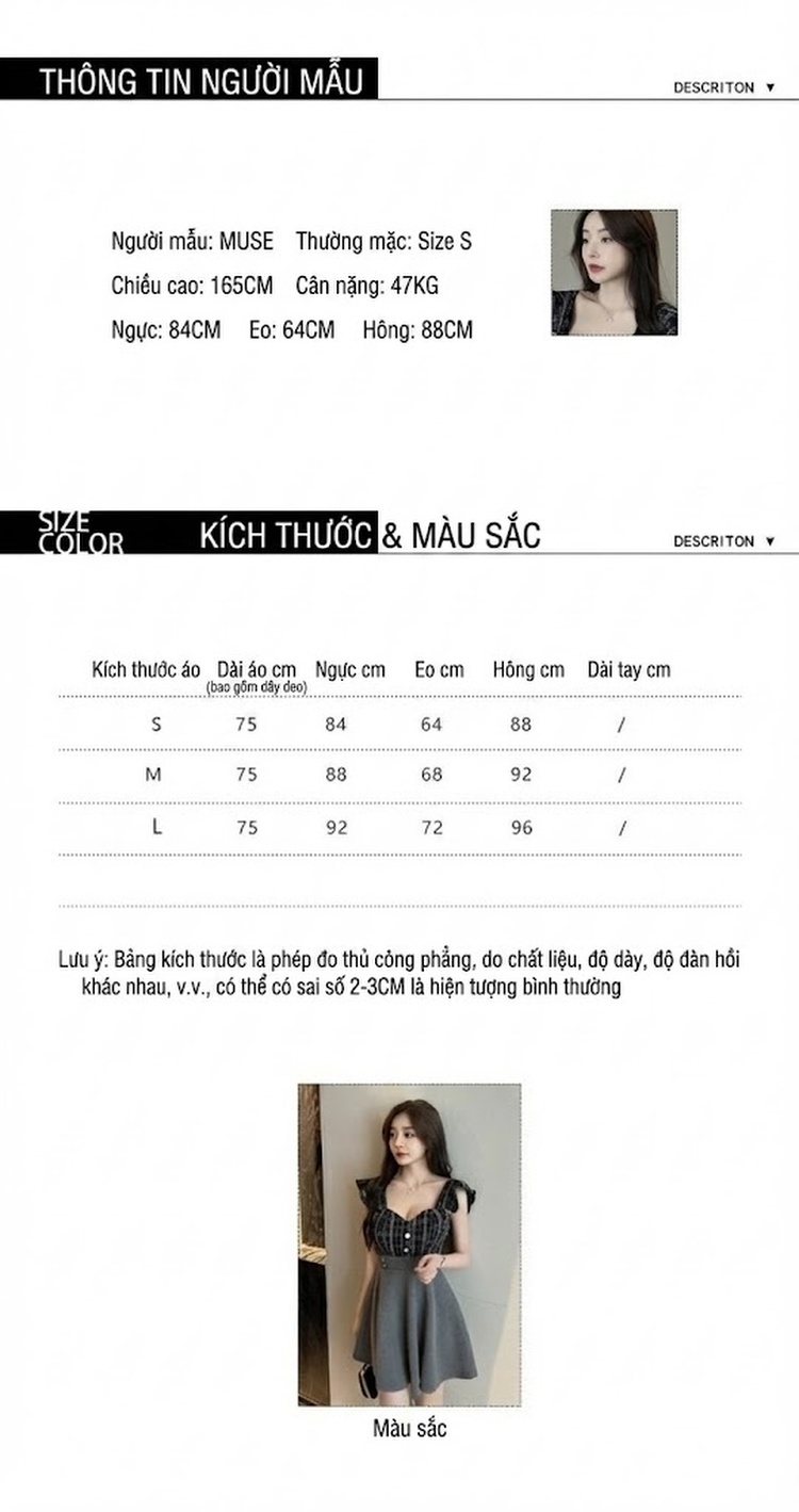 Đầm Ngắn Nữ Cổ Chữ V Xẻ Sâu Thiết Kế Phối Màu dáng chữ A Màu Xám, Trắng chi tiết 4