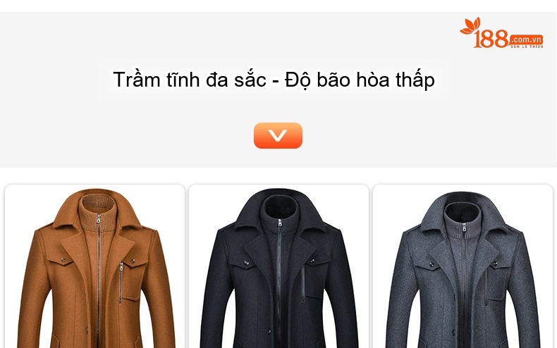 Áo Khoác Dạ Nam Lông Cừu Hai Cổ Áo Dáng Ôm Chống Lạnh Màu Đen, Nâu, Xám, Xanh Navy chi tiết 15