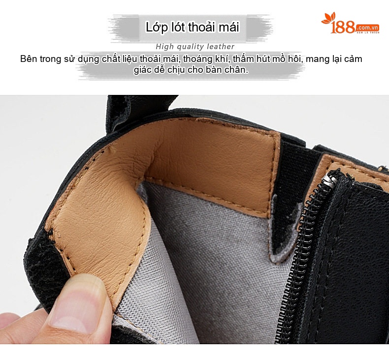 Giày Martin Nam Cổ Cao Lót Lông Giữ Ấm Da Mờ Chiều Cao Đế Khoảng 3cm Màu Đen, Nâu, Xanh chi tiết 11